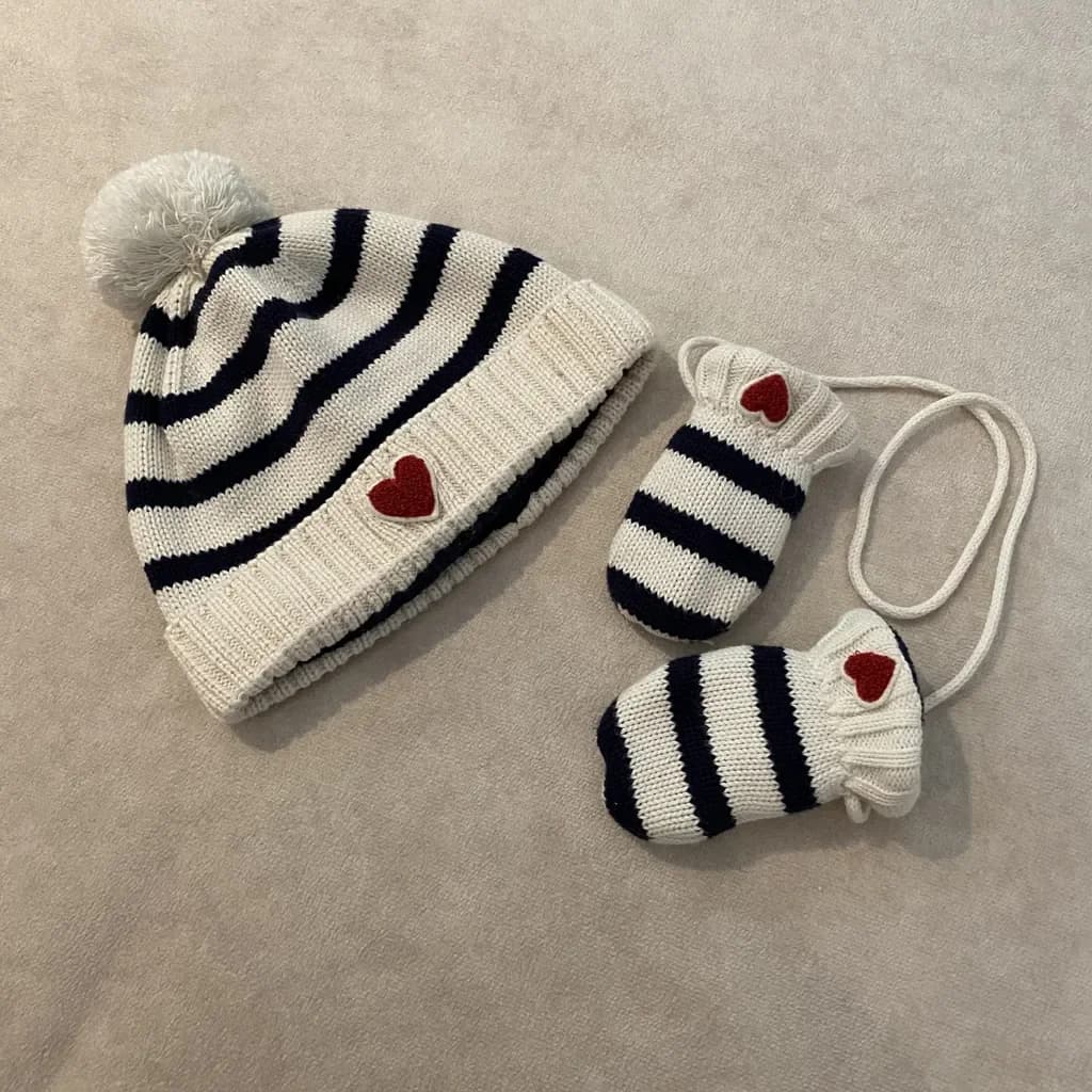 Ensemble bonnet et moufles Petit Bâteau